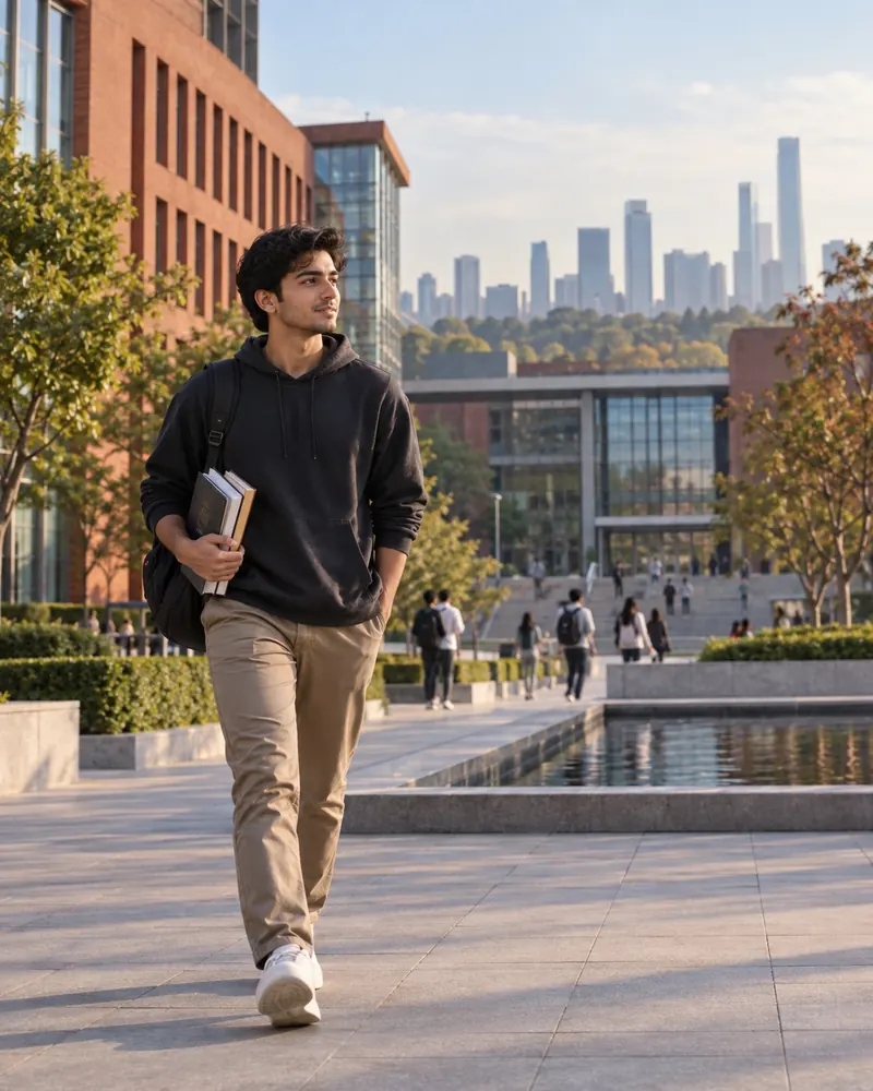 Student on a university campus in China