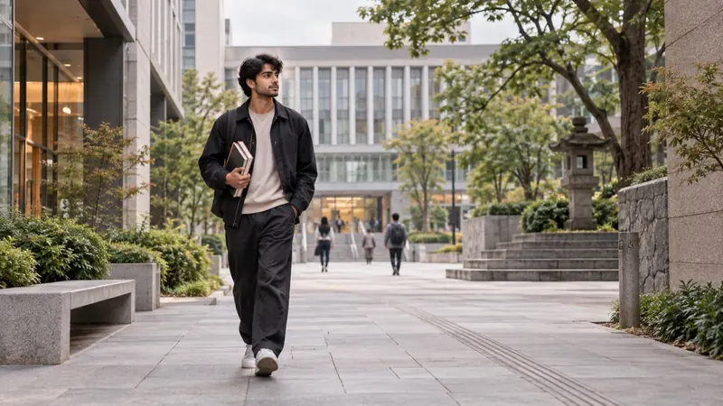 Student on a university campus in Japan