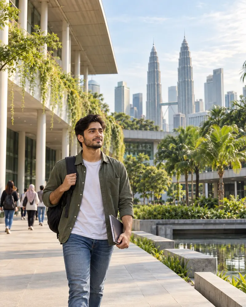 Student on a university campus in Malaysia