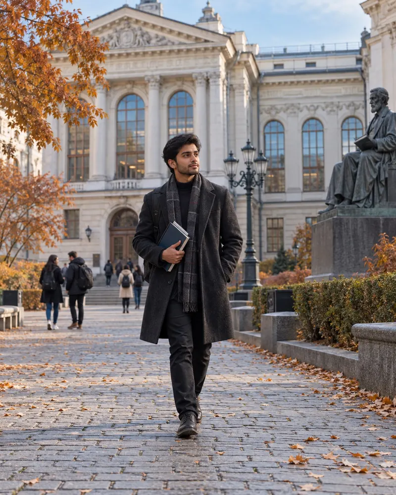 Student on a university campus in Russia