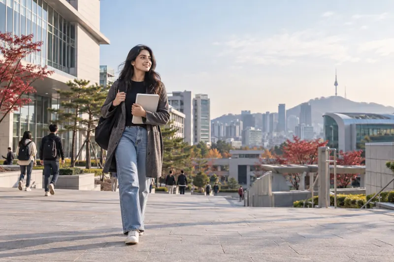 Student on a university campus in South Korea