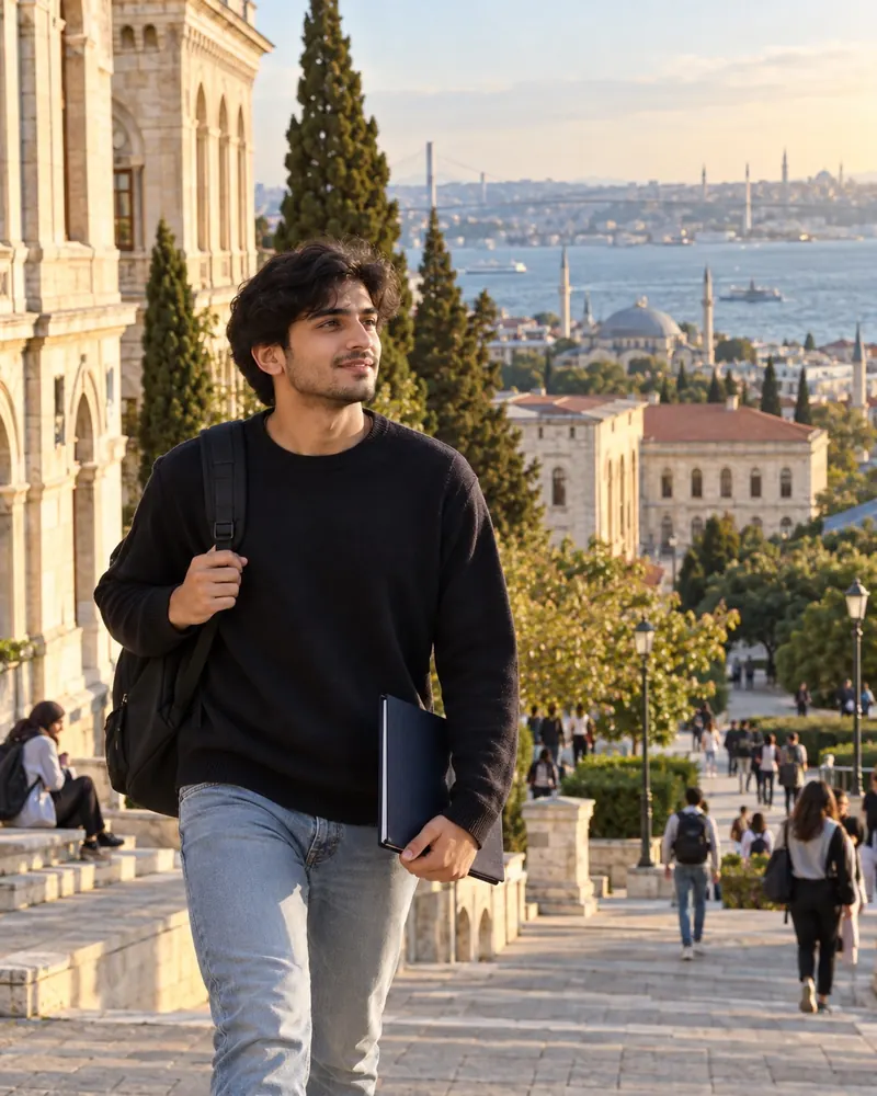 Student on a university campus in Türkiye